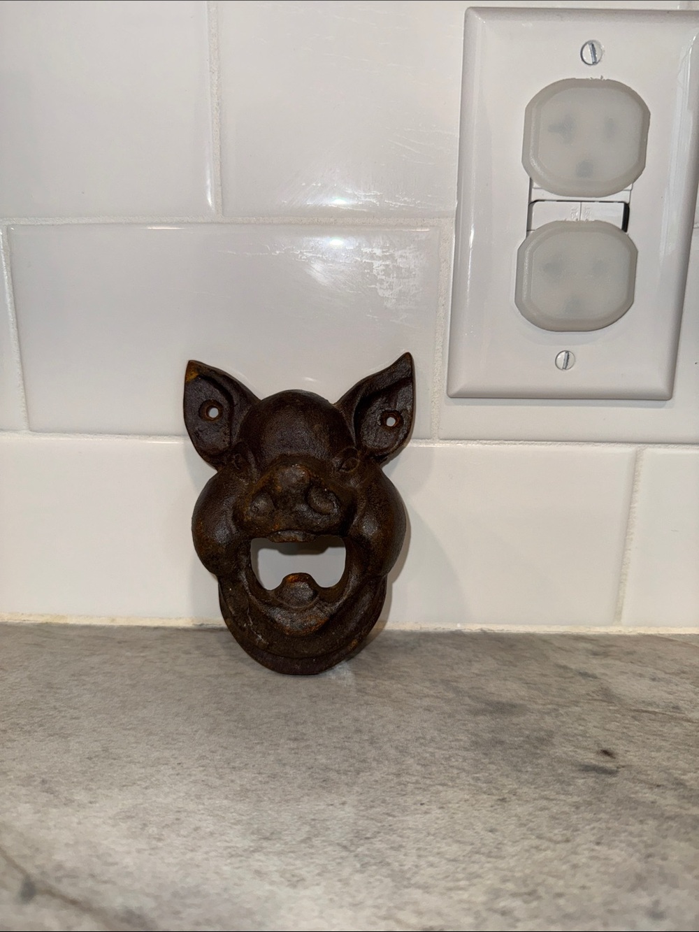 Rustic Cast Iron Pig Wall Bottle Opener - Home Wall Decor